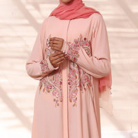 T-shirt Modeste pour Femmes Musulmanes de Dubaï, Style Urbain, Broderie Longue, Tricot Uni, 100% Polyester, Séchage Rapide, Vente en Gros pour l'Aïd
