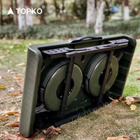 TOPKO Table de camping lumineuse portable de haute qualité pour barbecue de pique-nique 1 table avec 2 tabourets