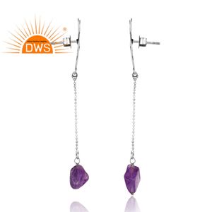 Pendientes de plata de ley 925 con amatista natural, diseño personalizado de última moda, para mujer, joyería personalizada, regalo para ella. - Product Image 4