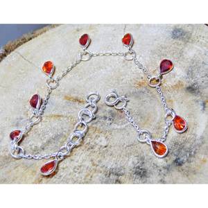 925 Sterling Silver Fine Charm <b>Bracelet</b> Handmade <b>Cubic</b> <b>Zirconia</b> Bezel Gemstone Silver Jewelry with Gift Option - Product Image 5