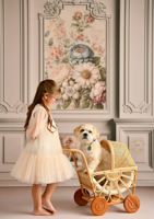 Meilleure vente Poussette de poupée en osier aspect rotin Poussette de bébé à roulettes faite à la main pour enfant