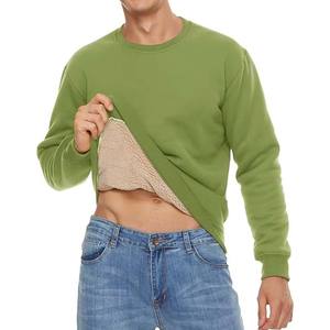 Sudadera de Algodón para Hombre, Cuello Redondo, Manga Larga, Color Verde Oliva, Talla Grande, Gruesa - Product Image 3