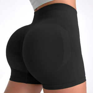 Pantalones cortos de yoga sin costuras para gimnasio personalizados de alta calidad con patrón sólido Cintura elástica Entrenamiento Fitness Pantalones cortos deportivos - Product Image 3