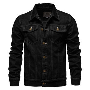 Veste en jean pour hommes bleu foncé 100 coton nouvelle mode haute rue Style Logo personnalisé vêtements d'extérieur d'hiver - Product Image 6