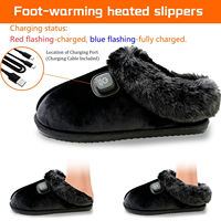 Chaussons chauffants pour hommes et femmes, chauffe-pieds électrique rechargeable, chaussures chauffantes avec batterie 2500 mAh et semelle antidérapante pour la maison