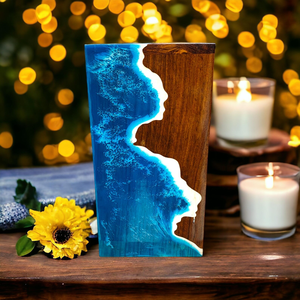 Urna de cremación de ola oceánica de palisandro hecha a mano recuerdo de resina epoxi para mascotas y humanos - Product Image 5