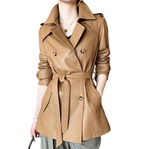 Chaquetas de piel auténtica de mujer sueltas con capucha de manga larga informales transpirables al por mayor para mujer con servicio OEM - Product Image 2