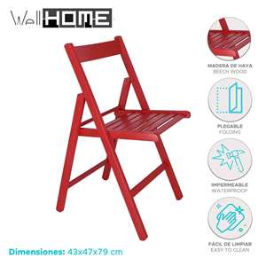 WELL HOME Set di 4 Sedie da Giardino BAS Rosse 43x47x79cm - Product Image 2