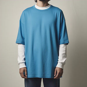 เสื้อยืดคอกลมผู้ชายผ้าคอตตอน100% โอเวอร์ไซส์เสื้อยืดผู้ชายสำหรับฟิตเนสเปิดไหล่ตกสำหรับฤดูร้อน - Product Image 4