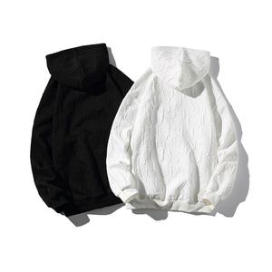 เสื้อฮู้ดดี้ผ้าฟลีซคอตตอนแห้งเร็วทรงหลวมโอเวอร์ไซส์แบบเรียบมีลายนูน สไตล์ใหม่สำหรับฤดูหนาว  รับสั่งทำได้  สำหรับผู้ชายและผู้หญิง - Product Image 4