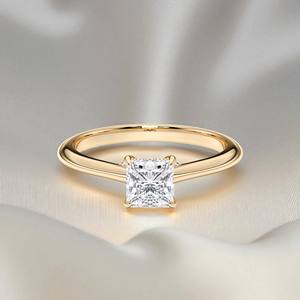 Anillo de compromiso de diamante cultivado en laboratorio de 1,12 quilates, Juego de puntas de princesa y forma redonda en plata para ella - Product Image 3