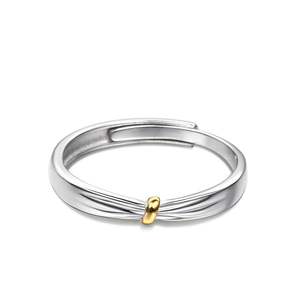 Bague pour femme Jeulia Lover Knot bicolore réglable en argent sterling - Product Image 1