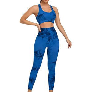 Conjunto de Yoga Deportivo para Mujer, Sublimación, Estampado de Textura Teñida, Marca Personalizada, Alta Elasticidad, Transpirable, Ropa Deportiva Activa - Product Image 1