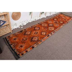 Alfombra clásica de lana turca Vintage naranja 2,7X11,9 pies patrón de retazos de tejido plano para sala de estar pasillo alfombra de yute de látex nuevo - Product Image 3