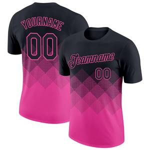 Vente en gros Chemises directes Engro Sportswear industry Custom Black Pink 3D Design Gradient Square Shapes Performance T-Shirt - Product Image 1