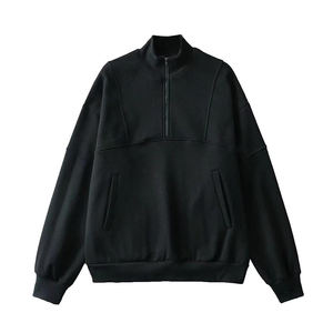 Sudadera con capucha de lana personalizada para mujer, sudadera cálida de invierno informal corta con media cremallera, sudaderas con capucha de mezcla de algodón suave OEM ODM - Product Image 6