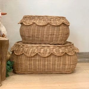 Cesta de ratán decorativa hecha a mano al por mayor, organizador ligero duradero respetuoso con el medio ambiente para la decoración del hogar de la sala de estar - Product Image 5