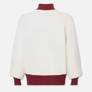 Vente en gros de pulls à col ras du cou et à manches longues imprimés sur mesure pour femmes sweat-shirt tricoté brodé en molleton de coton design délavé sur le devant - Product Image 2