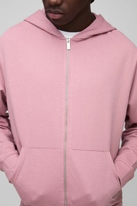 Customized Latest Style Solid <b>Pink</b> Stain Less Zipper <b>Tracksuits</b> Heavyweight 100% Organic Cotton Plus Size Men Outdoor Streetwear - Product Image 5