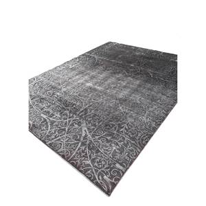 Alfombra Rectangular Azalea Floral y Abstracta de Lana y Seda Anudada a Mano Pae-6146 para Dormitorio y Pasillo, Modelo para Sala de Estar, Gris y Negro - Product Image 2