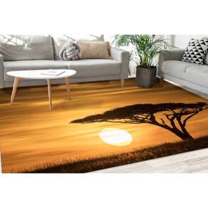 Alfombras con paisajes del Serengeti al amanecer, alfombra de Tanzania, alfombras con paisajes al atardecer, alfombras de safari, alfombra suave no tejida - Product Image 3