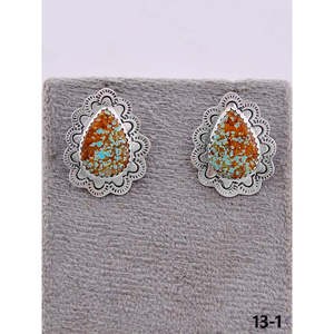 Southwest Bohemian #8 Turquoise & Sterling <b>Silver</b> Bezel <b>Set</b> Water Drop Post <b>Stud</b> <b>Earrings</b> Handmade - Product Image 2