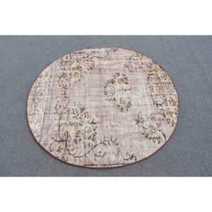 Classique Beige Marron 4.5 X 4.5ft Laine Turc Tapis Patchwork Conception pour Entrée Salon Chambre Rectangulaire Latex Buffet Tapis - Product Image 3