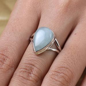 Handmade Solid 925 Sterling Silver Aquamarine <b>Ring</b> Bezel Setting Inlay Classic Party Jewelry Anniversary Gift for <b>Girls</b> - Product Image 5