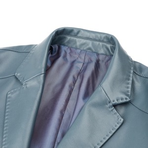 Veste en cuir de peau de mouton véritable de luxe manteau d'hiver pour hommes toile tissu coupe-vent imperméable costume décontracté - Product Image 4