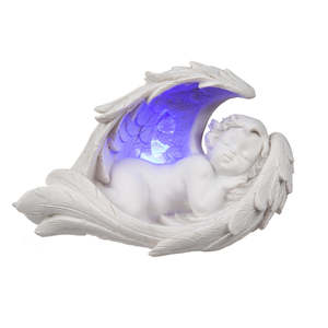 Lámpara de Mesa LED con Forma de Ángel Durmiente, Alas que Cambian de Color, Control Táctil, Funciona con Batería, Certificación RoHS y FCC, Forma de Luna - Product Image 5