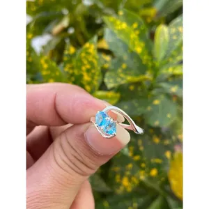 Natural Swiss Blue Topaz Heart Cut <b>Ring</b> 925 Sterling Silver Handmade Gemstone Jewelry Wholesale Supplier - Product Image 2