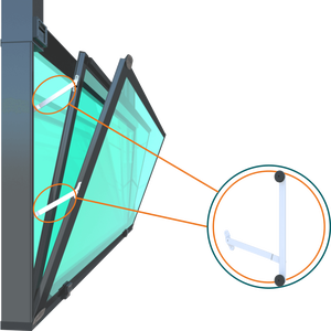 Sistema de Vidrio Tipo Guillotina Limpiable con Mecanismos de Inclinación Innovadores y Resistencia Superior a Altas Presiones de Viento - Product Image 6