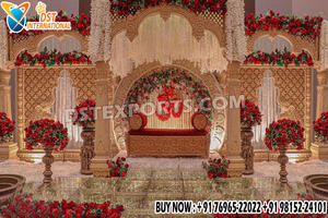 Boda hindú clásica Mandap de fibra dorada Mandap de boda india con puerta de bienvenida Boda especial Mandaps de fibra dorada EE. UU. Emiratos Árabes Unidos - Product Image 6