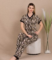 Ensemble pyjama 2 pièces en viscose tricotée pour femme, motif à pois, décontracté, doux et respirant, manches longues et short longueur genou, style turc