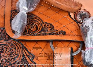 Selle en cuir de course Western Barrel de qualité d'exportation indienne légère et élégante - Product Image 2