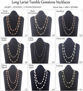 Collar de capa larga de una sola hebra con cuentas de Prehnita chapadas en oro de latón para bodas y regalos - Product Image 3