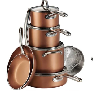 Batterie de cuisine en cuivre antiadhésif de 11 pièces, batterie de cuisine à domicile - Product Image 1