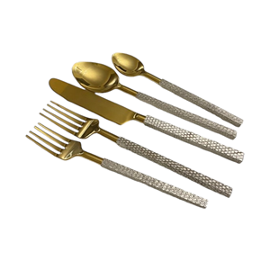 Ensemble de couverts en métal design peigne à miel de haute qualité avec manche en bois vaisselle pour mariages et thé bas prix de l'Inde - Product Image 1