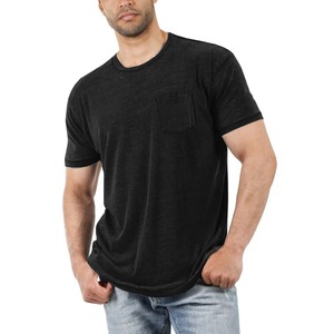Camiseta transpirable de manga corta con cuello redondo para hombre de gama alta de verano de algodón puro 100% - Product Image 4