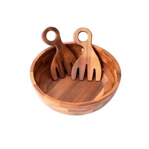 Ensemble de service à salade en bois élégant avec bol assorti Ustensiles en bois de qualité supérieure pour table à manger et kit - Product Image 3