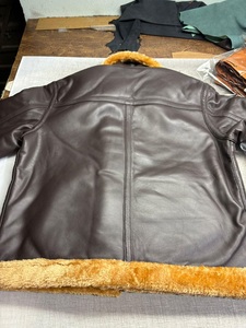 Veste en cuir véritable RAF B3 Flight Shearling en peau de mouton véritable marron, style aviateur vintage, cockpit, pour homme - Product Image 6