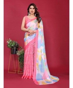 Saree <span class=keywords><strong>party</strong></span> <span class=keywords><strong>wear</strong></span> wedding ultimo designer di design ricamo pesante per feste sari in seta con camicetta firmata da donna che indossa abbigliamento