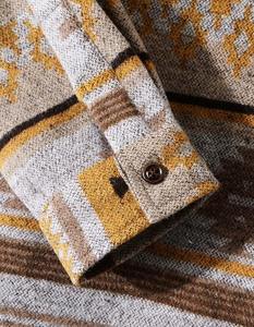 À la mode 2025 décontracté Plaid maille chemises hommes imprimer boutonné laine à manches longues léger revers Western Shacket veste manteau - Product Image 5