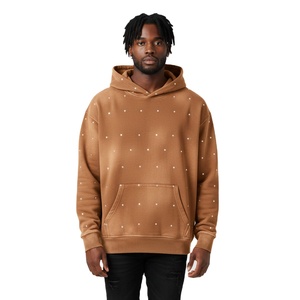 Sweat à capuche marron personnalisé avec impression à pois Streetwear mode hommes sweats à capuche sweats surdimensionnés en gros 2025 - Product Image 6