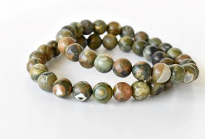 Hot Selling Green Color Ocean Jasper Hand Polished 8mm Round Natural <b>Crystal</b> Beaded Healing <b>Bracelet</b> for Meditation Jewelry - Product Image 3