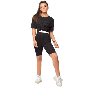 Conjuntos cortos de verano de alta calidad personalizados camiseta unisex al por mayor conjunto de pantalones cortos de chándal para mujer 2 piezas conjunto de ropa corta para mujer - Product Image 1