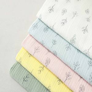 Tissu en <span class=keywords><strong>gaze</strong></span> <span class=keywords><strong>double</strong></span> couche imprimé 100% coton, froissé naturellement, pour robes, pyjamas et vêtements pour bébés, vente en gros - Product Image 1