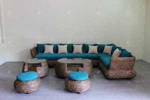 Gorgeous Natural Material Water Hyacinth <b>Wicker</b> <b>Sofa</b> Set for Indoor Living Room Use - Product Image 4