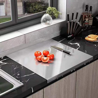 Ustensiles de cuisine pour l'extérieur Tapis à découper portable double face en acier inoxydable 304 de qualité alimentaire Planches à découper en titane pour la cuisine