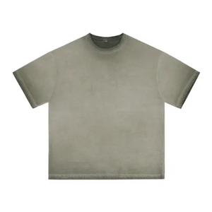 Camiseta de Hombre de Algodón Grueso, Lavado Ácido, Lisa, Transpirable, Oversize, con Logotipo Personalizado, Estilo Vintage - Product Image 3